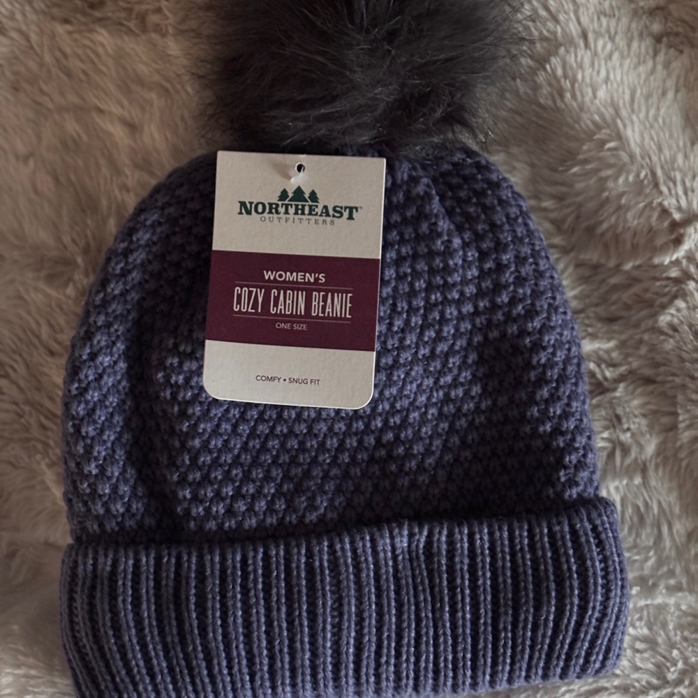 Northeast Outfitters Denim Blue Cozy Cabin Beanie with Pom Pom